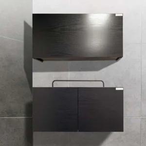 블랙 욕실 수납장 미니 플랩장 화장실 상하단장 세트