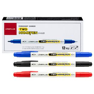 라인프러스 1000 트윈 네임펜 양면 12자루 1타 MB