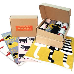 퓨어썬데이 선우랜드 북유럽풍 일러스트 주방타올 선물상자, C세트