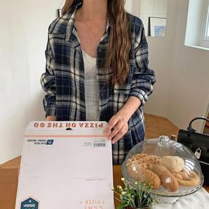 [M7] 여자 빅사이즈 격자 주머니 기모남방 FW 셔츠