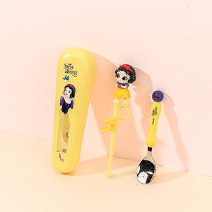 디즈니 백설공주 더스틱 모션젓가락스푼플로티케이스3P세트 1단계 교정 교정용 젓가락 유아 아동 어린이 여아 수저세트 단체선물 