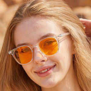 [KOLEAT]WOMEN 레이어드 뿔테 투명 사각라운드 자외선 차단 선글라스 [SQRTO]