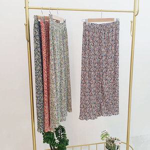 1+1 8부 셔링 플라워 플리츠 쿨팬츠 아이스 냉감 여름 여성 꽃무늬 촌캉스 주름 바지