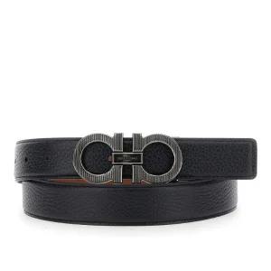 페라가모 더블 링 텍스처드 가죽 벨트 670574 0786347