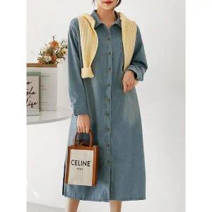 [시크루즈]슈첼 데님 투 포켓 롱 셔츠 원피스 BDOP039_P405057016