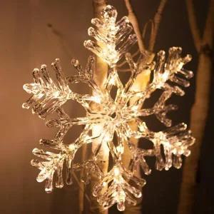 [아트박스]/플라워트리 크리스마스 눈꽃 장식 AA건전지 크리스탈 전구 49cm