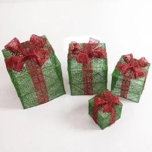 플라워트리 크리스마스 선물상자 대형 장식 4단 니켈 녹박스 35cm