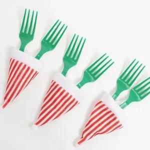 고품질 미니 산타모자 10입 레드줄무늬 선물 꾸미기 단체 (WCF278E)