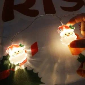 고품질 LED 크리스마스 아크릴캡 건전지전구 가랜드 산타 꾸미기 (WCF2806)