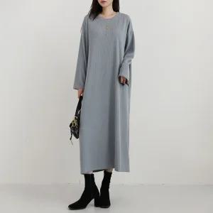 아썸 잔골지 루즈핏 롱 원피스_BDOP079