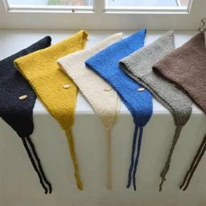 여성 삼각 리본 펜던트 니트 숄머플러