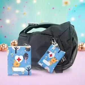 약파우치 사슴 투약파우치 가방에거는 자크형 여행용 어린이집 유치원 등원준비물 (3개)