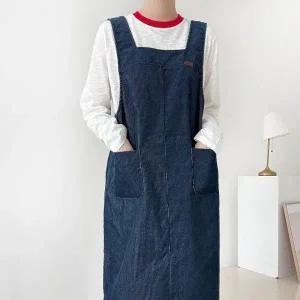 [다잇템] 여성 오버롤 스퀘어넥 더블포켓 코듀로이 롱드레스_23298104_588872