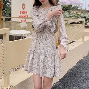 원피스 플라워 데일리원피스 미니 스트링 플리츠 허리