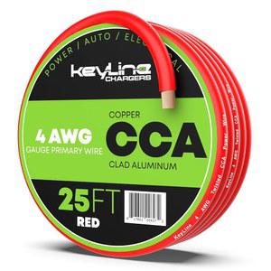 4 게이지 앰프 와이어 - 25피트 빨간색 | 배터리 케이블, 해상 스피커 배선, RV 트레일러용 태양광 시스템, 자동차 오디오 스피커, AWG 구리 클래드 알루미늄(CCA)에 가장 적합