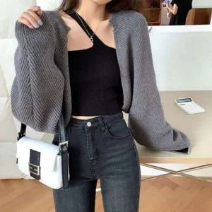 볼레로 짜임 긴팔 린넨 봄 가디건 스타일 반팔