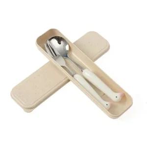 숟가락 포크 세트 도시락수저 휴대용 분홍 (WE45FD5)