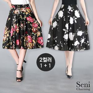 [시니차밍] 1+1 여름 아이스 쿨 치마 바지 2컬러 세트