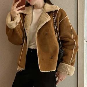 [오노마] ONM 여성용 데일리 경량 무스탕 숏 자켓 양털 무스탕