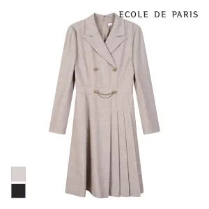 [에꼴드파리] 더블버튼 밑단플리츠 원피스_PB2YWOA013Z