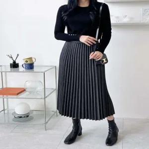 여성 3컬러 맥시스커트 플리츠 롱스커트 가을 겨울
