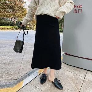 [아우트]허리밴딩니트스커트 니트 롱스커트 DS-CC171