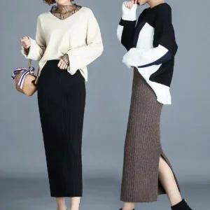 니트 치마 롱치마 스커트 롱스커트 스커트 여성 여자