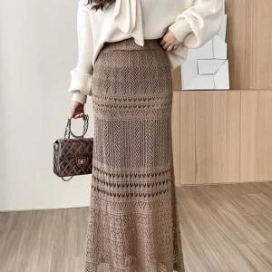 G126018_펀칭 니트 롱스커트