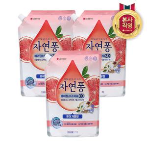 자연퐁 베이킹소다파워 3X 주방세제 자몽향 리필 1L 3개