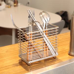 물빠짐 스텐와이어 사각 2구 수저통 수저꽂이