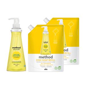 메소드 주방세제 레몬 용기, 532ML, 1개 + 리필, 1L, 2개