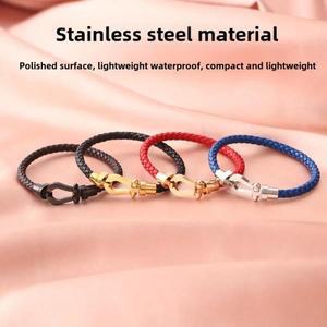 세련된 U 자형 멀티 컬러 브레이드 가죽 팔찌, 마그네틱 버클 말굽 핸드 쥬얼리, 도매 가능