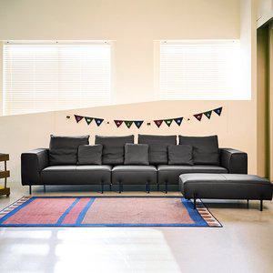 [다우닝]포네 4인 와이드 모듈 전체 천연가죽 소파+스툴