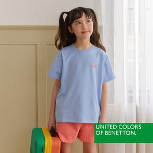 [베네통] 베네통 키즈 공용 반팔티셔츠 블루 BNKTS5M14T