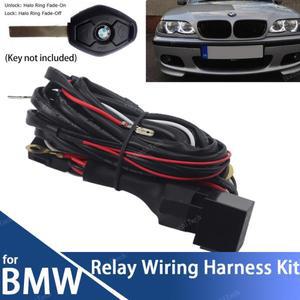 BMW용 릴레이 와이어링 하네스 키트 엔젤 아이 링 LED 또는 CCFL 페이드 오프 기능 포함 E46