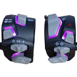 7/8 ''22mm 핸들 바 오토바이 스위치 헤드 라이트 경고등 회전 신호 경적 시작 킬 버튼 LED 전자 자전거 AT