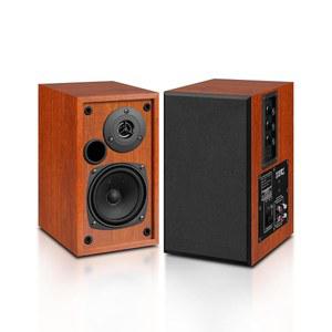 엘리마비 파워 블루투스 책장 스피커, 4인치 서브우퍼 및 1인치 트위터를 갖춘 60W 레코드 플레이어 스피커, 풀레인지 강력한 사운드, 턴테이블 PC TV AUX/USB 입력용 스테레오 스피커