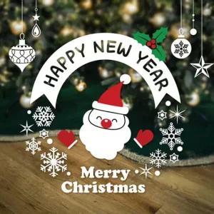 산타해피성탄절리스 유리장식스티커 인테리어시트지 크리스마스 쇼윈도우장식 유리시트지