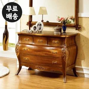 [벤티스가구]몰리 엔틱 서랍장 원목 와이드 3단 체스트 옷 서랍 옷장 서랍장 안방 거실 나무 가구