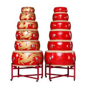 소가죽 난타북 세트 대형 사물놀이 14인치 북 1 스틱 드럼 성인 레드 악기