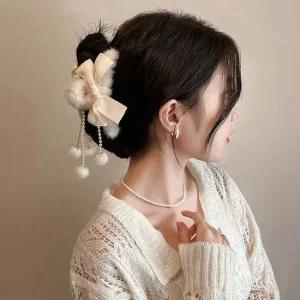 핀 집게 캐주얼 화이트 진주 헤어 머리 반 단발집게핀 단발머리핀 단발올림머리 큰집게핀 긴머리집게핀