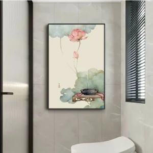 전통화 거실 서예 담요 침실 족자 장식 현관 선의연꽃 행주 그림