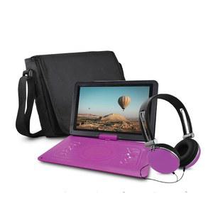 코어 이노베이션스 14인치 휴대용 DVD 플레이어(헤드폰, 리모컨, 케이스 포함), 퍼플