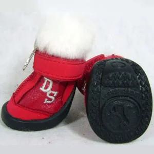 [콩심팥심]겨울 강아지산책 애완용 산타 털신발 반려패션용품