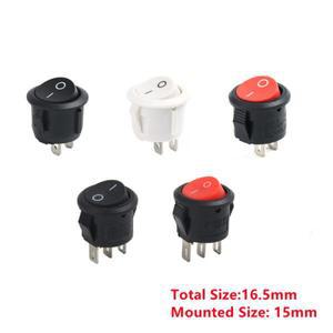 소형 라운드 보트 로커 스위치 KCD1 직경 16.5mm 블랙 미니 2핀 3 ON-OFF KCD1-105 10개