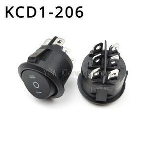 5PCS KCD1-206 23mm 라운드 로커 스위치 3 6 핀 ON-OFF-ON 10A 125VAC