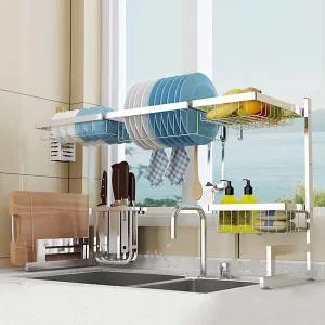 버니 스테인리스 부착식 식기건조대 고급형 100cm 특대형 실버