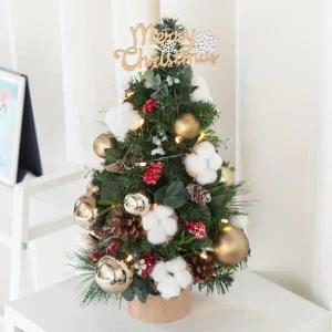 /플라워트리 크리스마스 미니트리 목화 볼 라떼 솔방울 45cm 장식