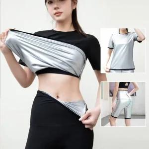 고품질 땀복상의 반팔땀복세트 땀복트레이닝 여성땀복 땀 히팅슈트 (WFK68LU)