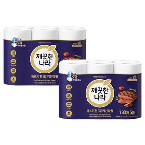 깨끗한나라 셰프키친 프리미엄 3겹 130매 6롤 2팩 키친타올